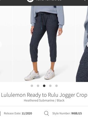 Lululemon ready to RULU Heathered blue/black Cropped Joggers Size 6 LIKE NEW